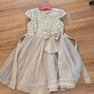 SHEIN Gold Kids Dress with Bow